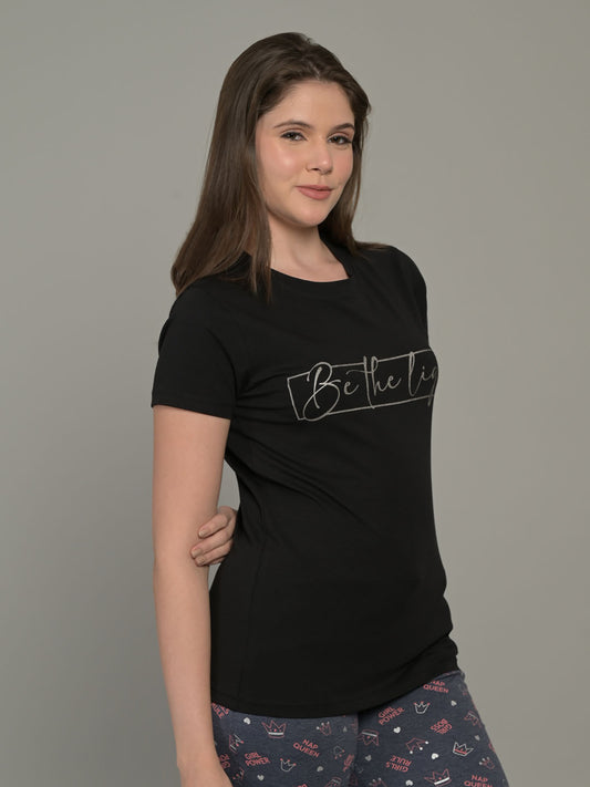 Round Neck Black Half Sleeve T-Shirt