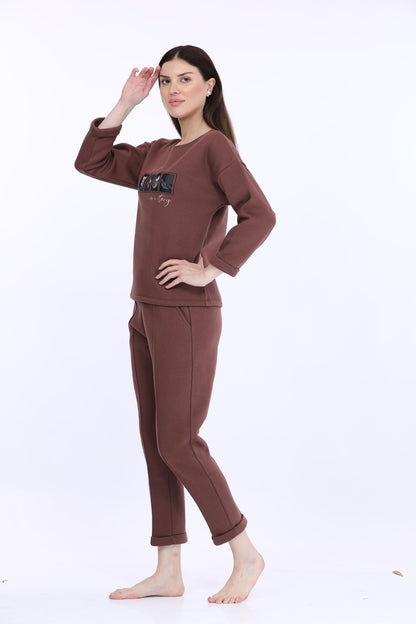 Maysixty® Women Fleece Brown Full Sleeve Track Suit