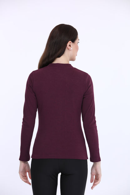 Dark Purple High Neck T-Shirt