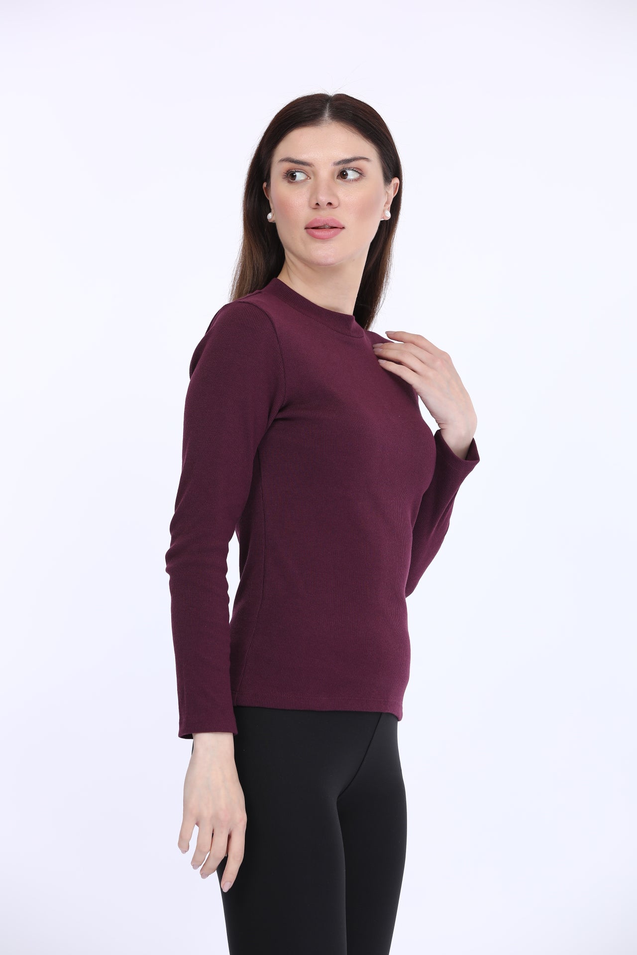 Dark Purple High Neck T-Shirt