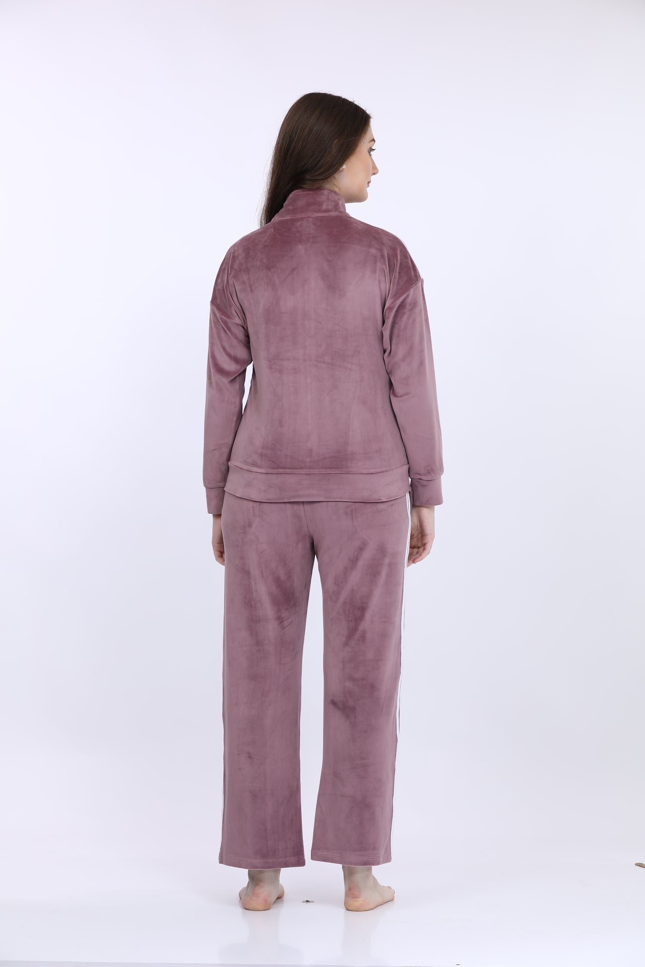 Maysixty® Women Cotton Spandex Purple Striped Full Sleeve Track Suit