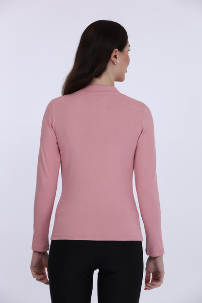 Dusty Pink High Neck T-Shirt