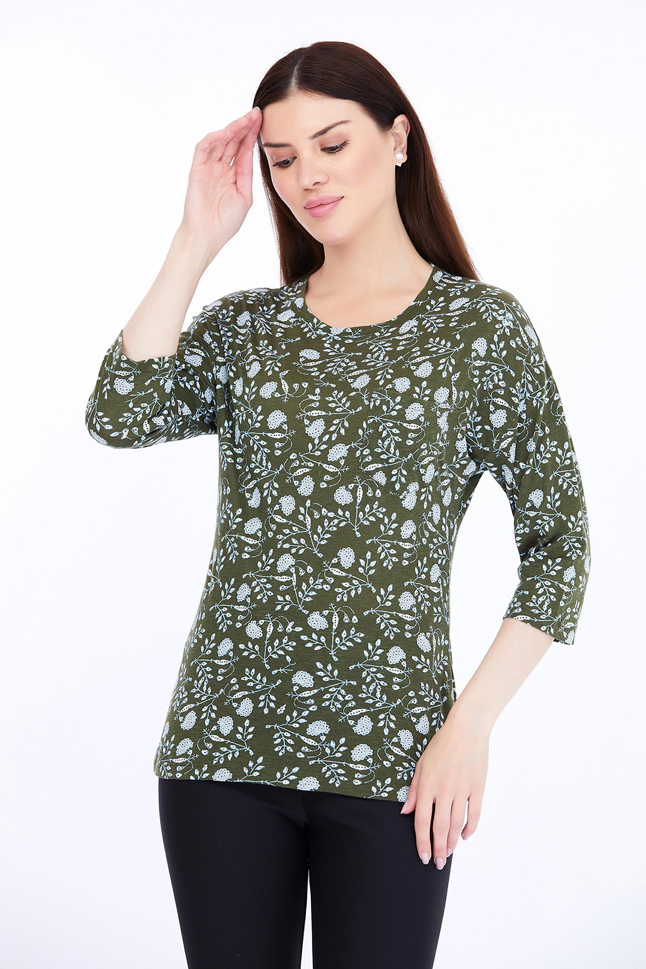 Slub Forest Green 3/4 Sleeve T-Shirt