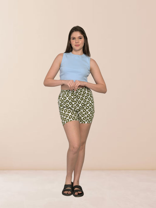 Grey Rayon Sleep Shorts for Women