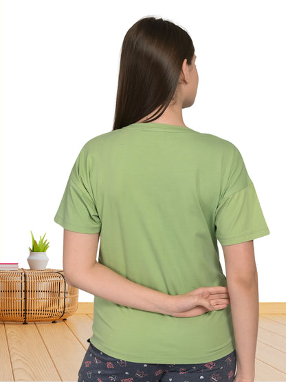 Round Neck Green Half Sleeve T-Shirt