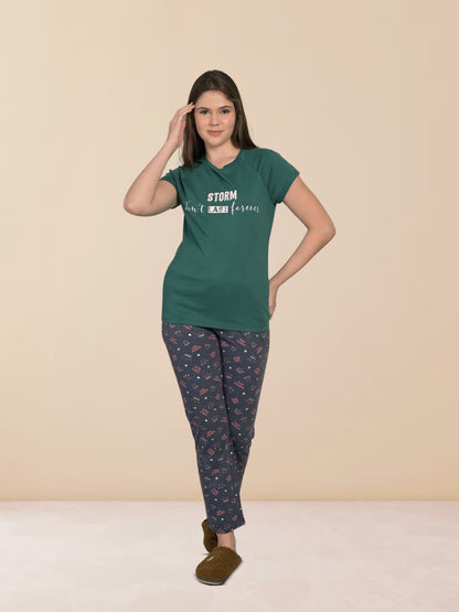 Round Neck Green Half Sleeve T-Shirt