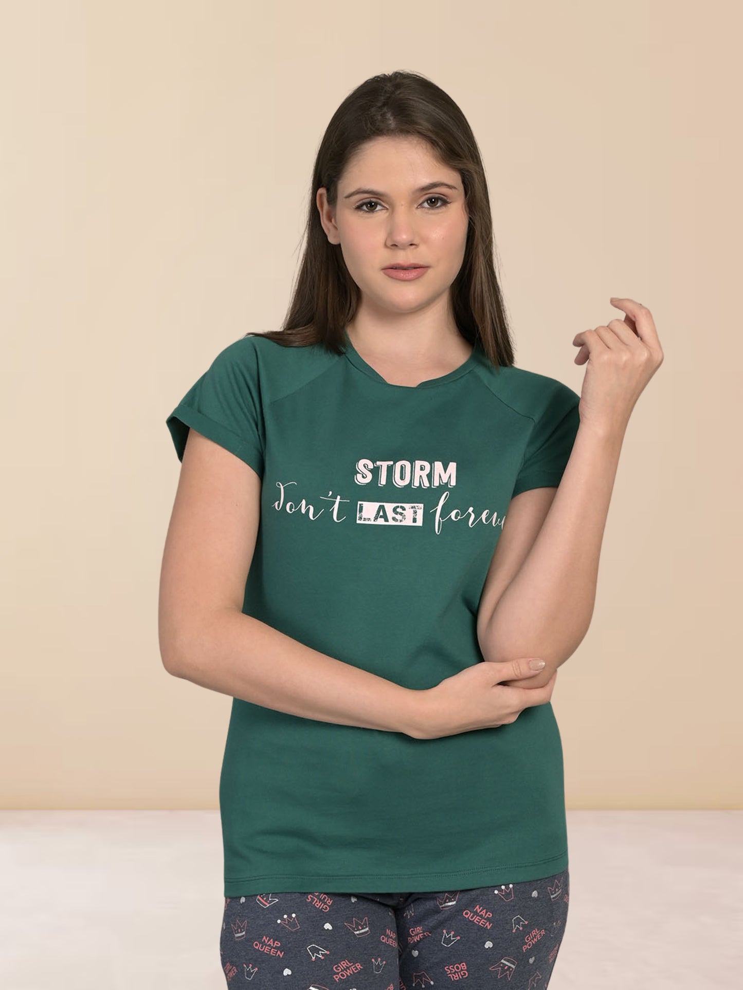 Round Neck Green Half Sleeve T-Shirt