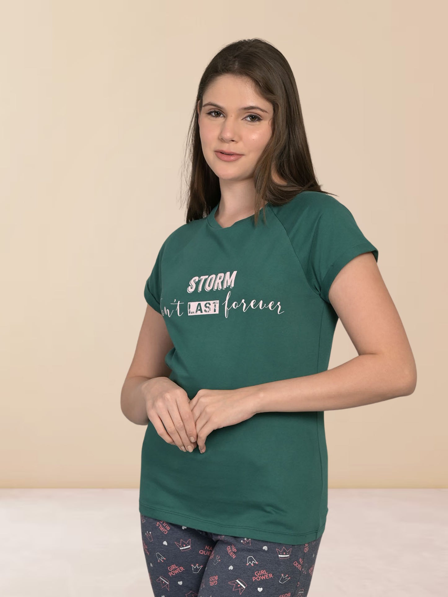 Round Neck Green Half Sleeve T-Shirt