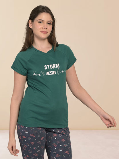 Round Neck Green Half Sleeve T-Shirt