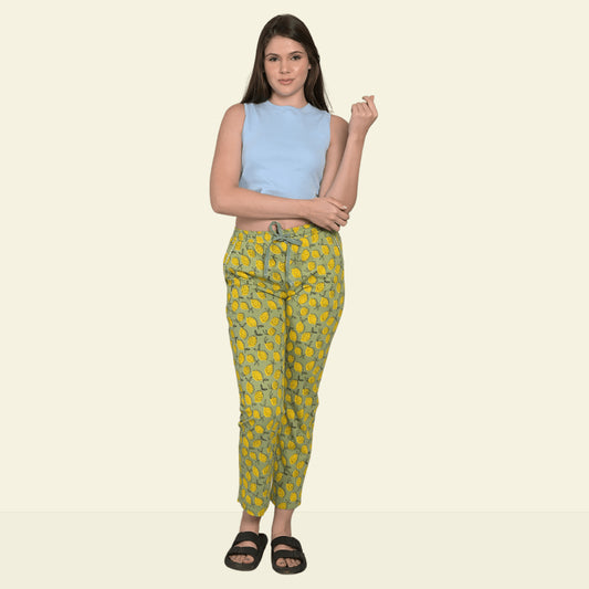 Green & Yellow Printed Soft Lounge Pyjama