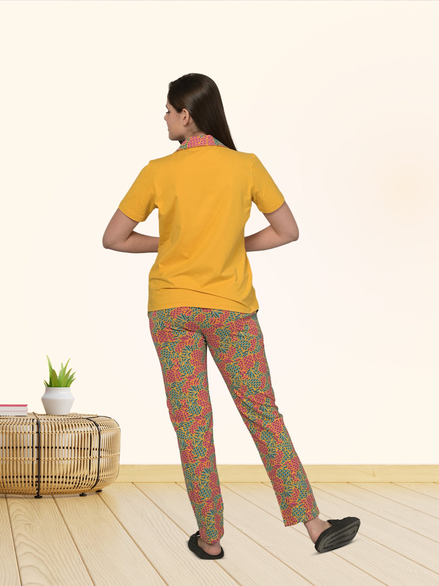 Orange Half Sleeve Top & Pyjama Set