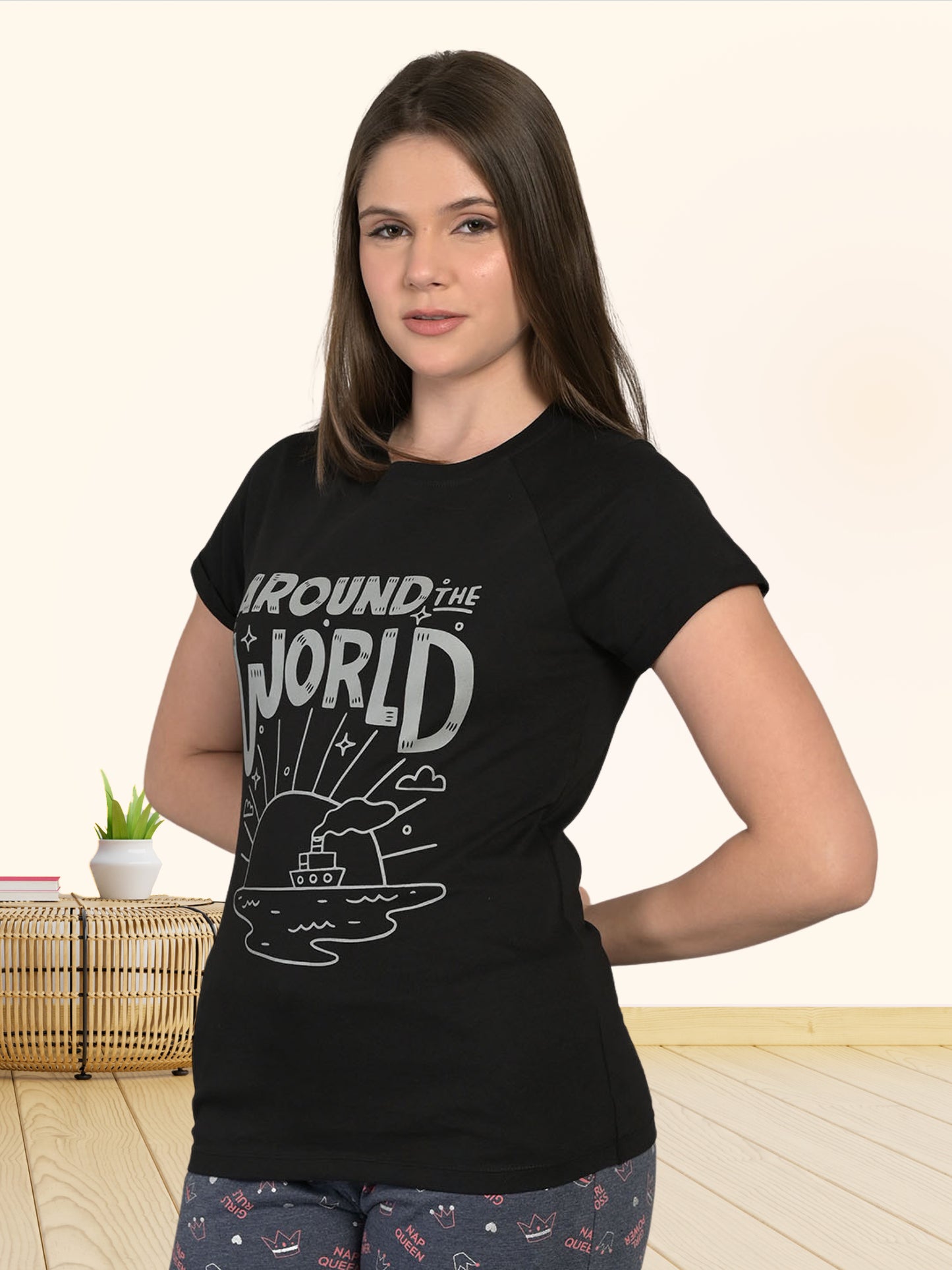 Round Neck Black Half Sleeve T-Shirt