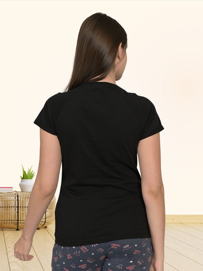 Round Neck Black Half Sleeve T-Shirt