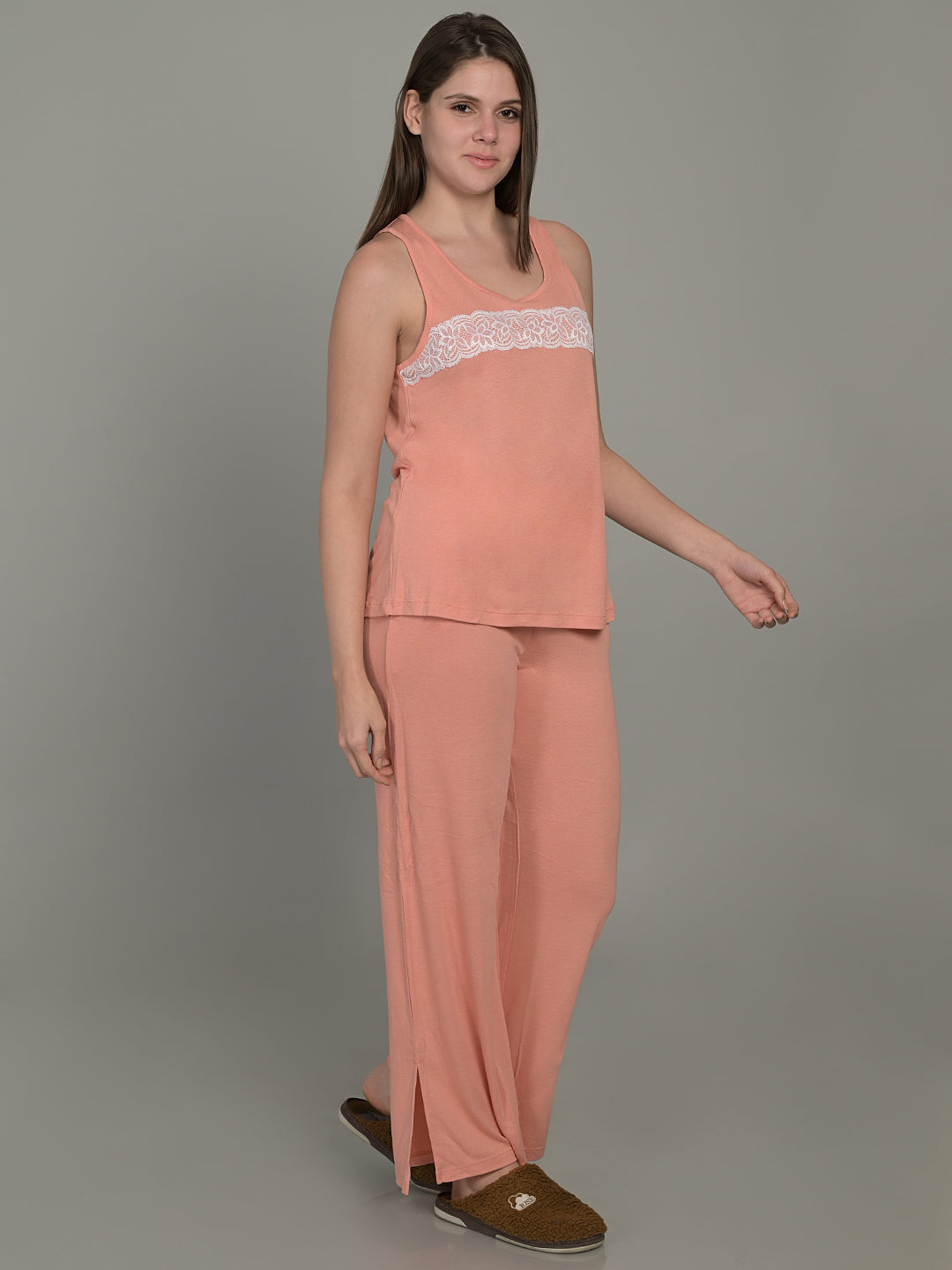 Round Neck Peach Sleeveless Top & Palazzo Set