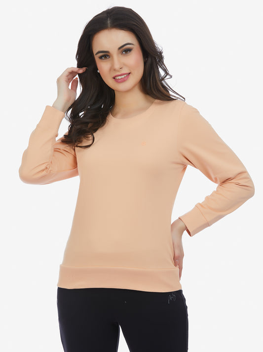 Polyester Crew Neck Sweatshirt - Peach