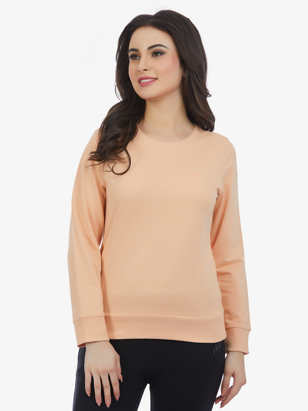 Polyester Crew Neck Sweatshirt - Peach
