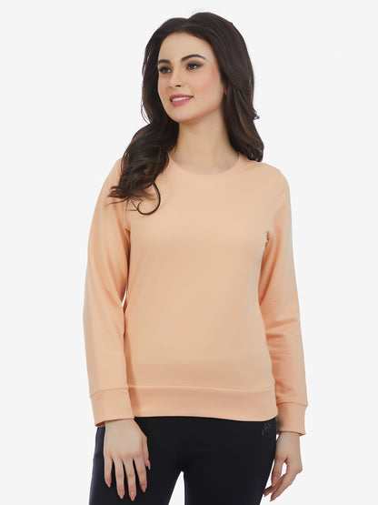 Polyester Crew Neck Sweatshirt - Peach
