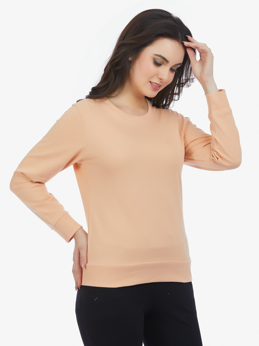 Polyester Crew Neck Sweatshirt - Peach