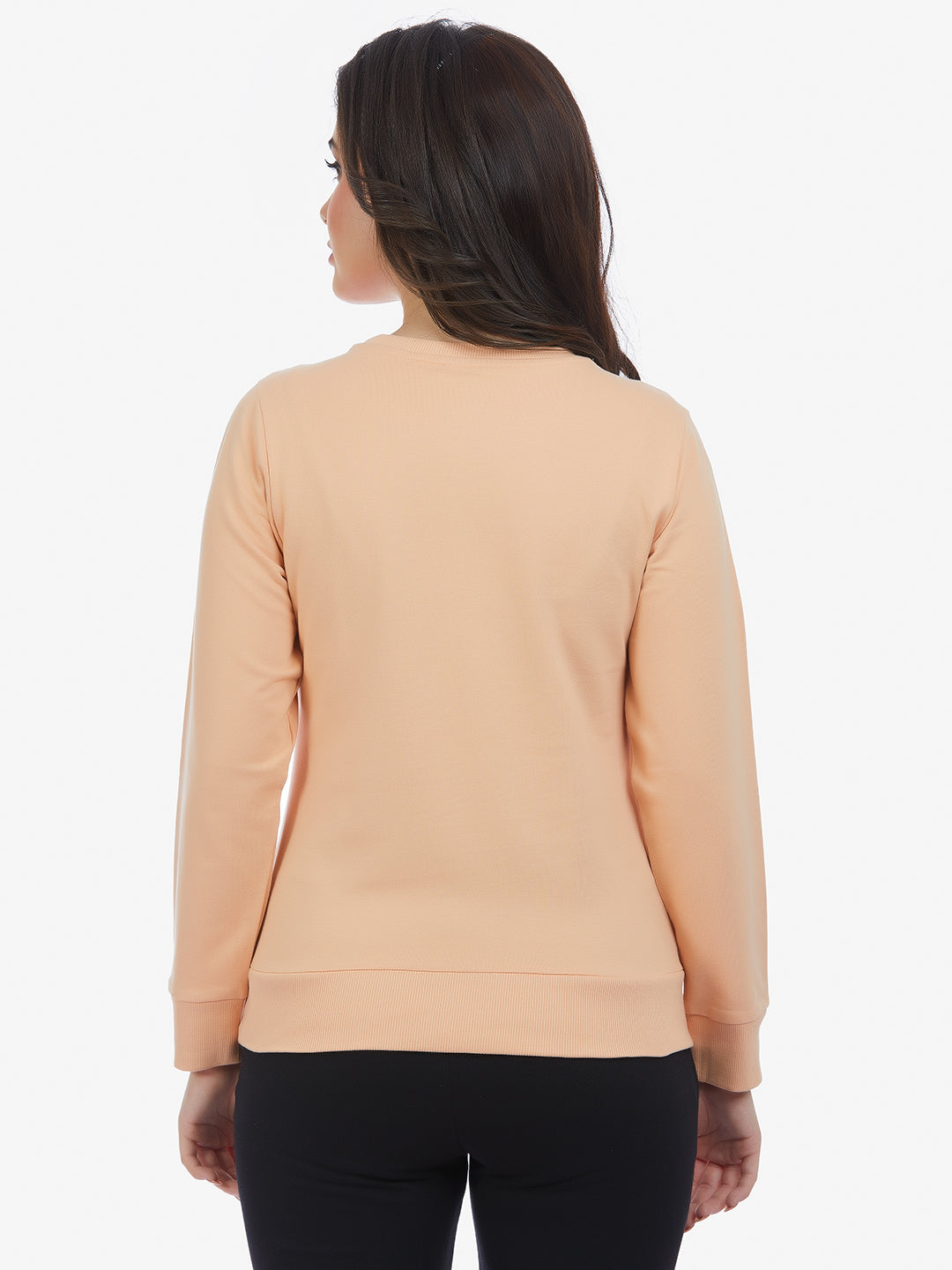 Polyester Crew Neck Sweatshirt - Peach