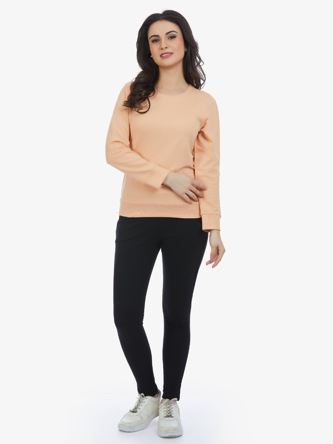 Polyester Crew Neck Sweatshirt - Peach