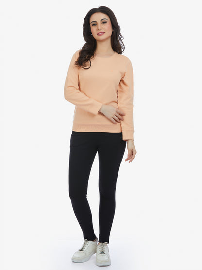 Polyester Crew Neck Sweatshirt - Peach