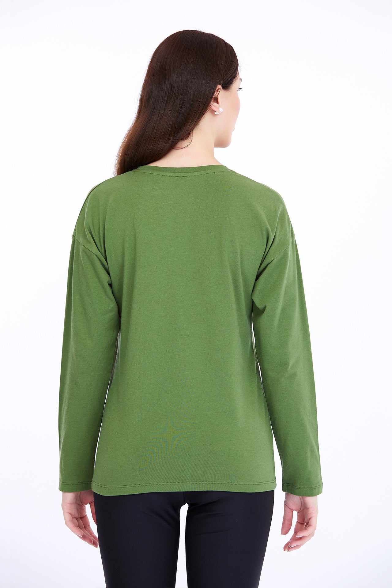 Cotton Spandex Olive Full Sleeve T-Shirt