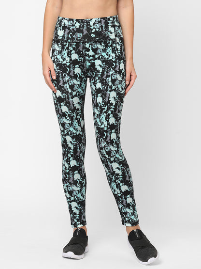 Maysixty Women Aqua Printed Yoga Pants