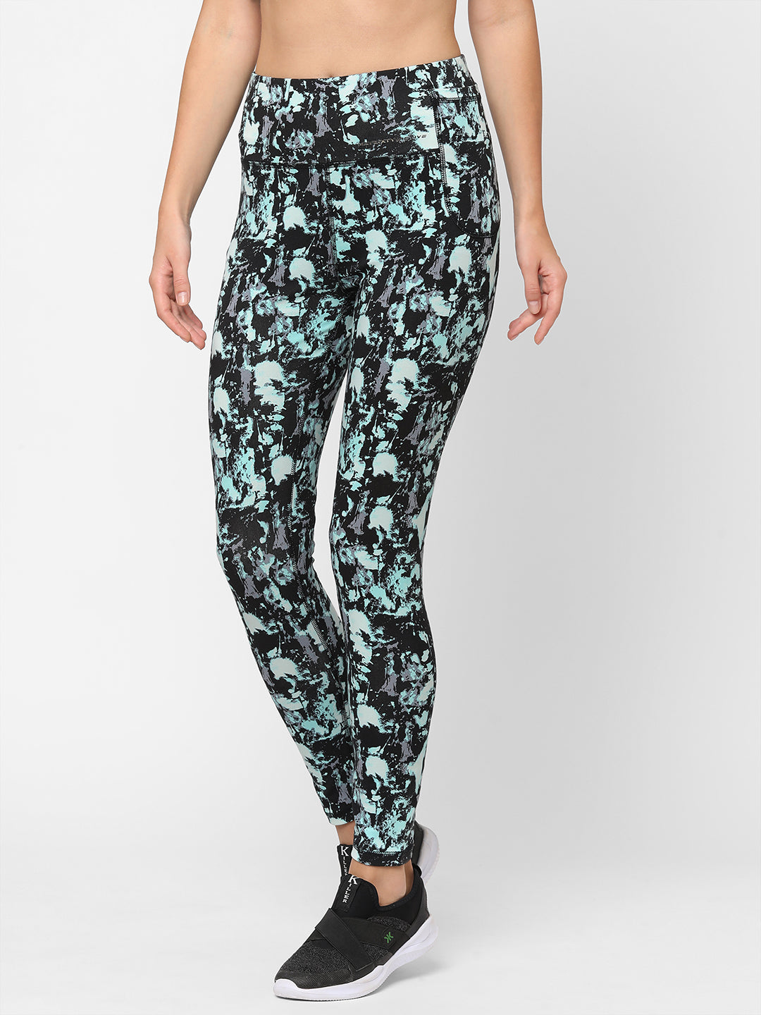 Maysixty Women Aqua Printed Yoga Pants