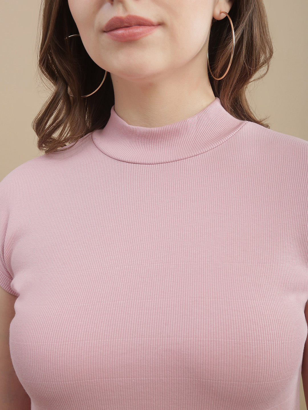 Womens 100% Cotton Solid Interlock Cap Sleeve Top –Pink