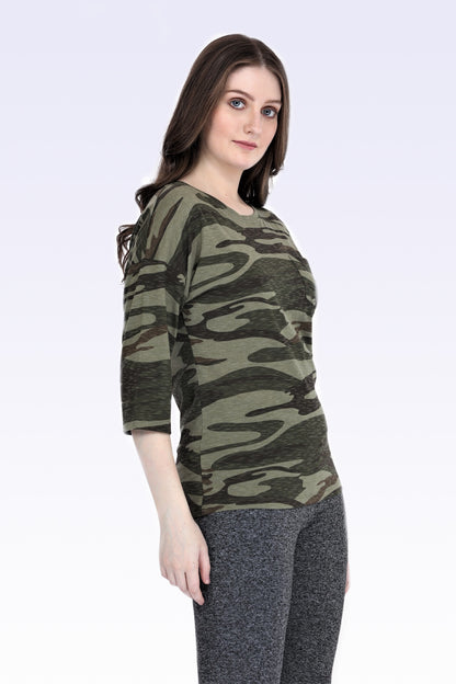 Slub Olive 3/4 Sleeve T-Shirt