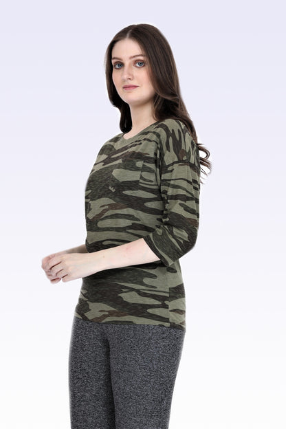 Slub Olive 3/4 Sleeve T-Shirt