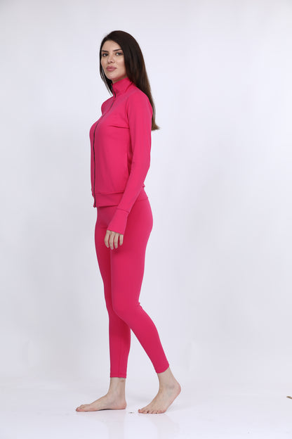 Maysixty® Women Poly Spandex Pink Solid Full Sleeve Track Suit