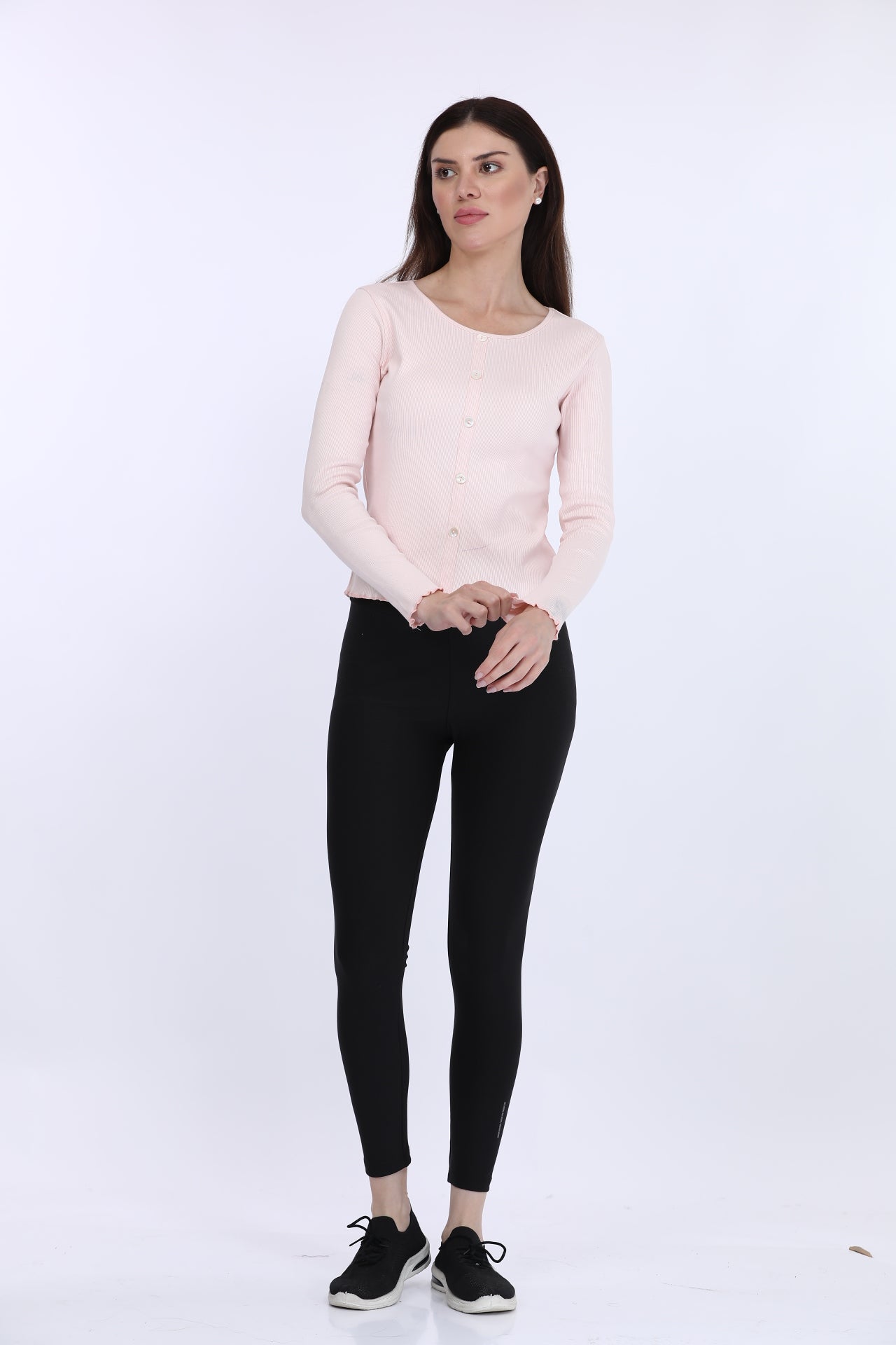 Rib Putty Pink Full Sleeve T-Shirt