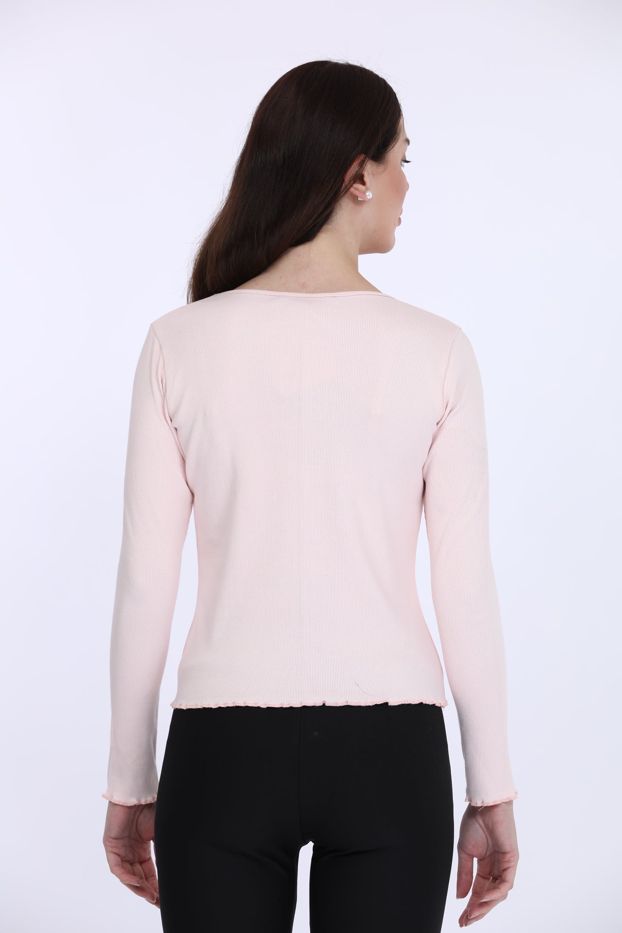 Rib Putty Pink Full Sleeve T-Shirt