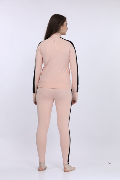 Maysixty® Women Poly Spandex Pink Solid Full Sleeve Track Suit