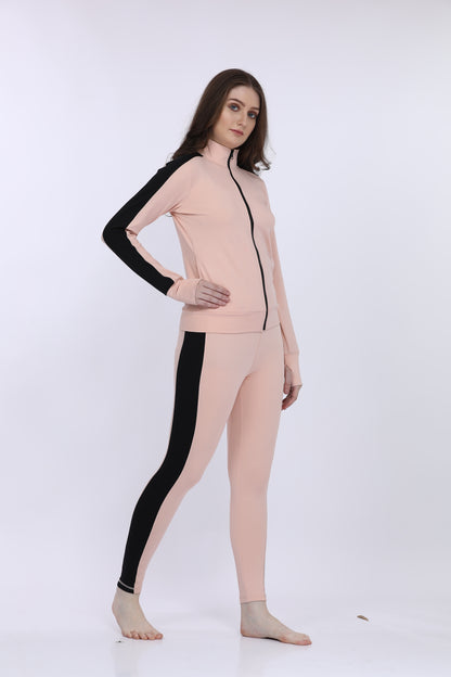 Maysixty® Women Poly Spandex Pink Solid Full Sleeve Track Suit