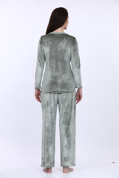 Ice-Velour Sage Green Pyjama Set