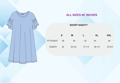 Round Neck Blue Short Sleeve Short Night Dress