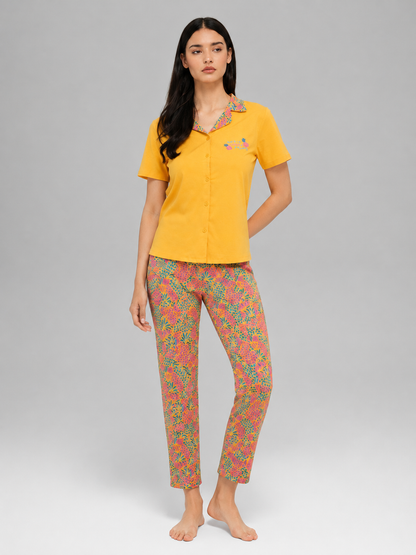 Orange Cotton Top & Pyjama Set