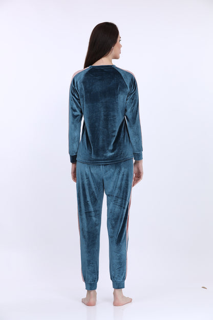 Ice-Velour Teal Grey Track Suit