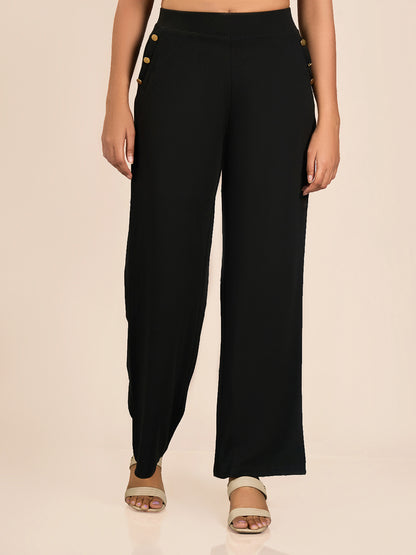 Black Solid Track Pant