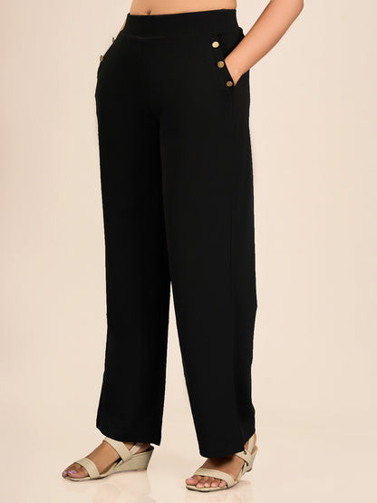 Black Solid Track Pant