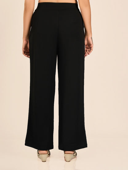 Black Solid Track Pant