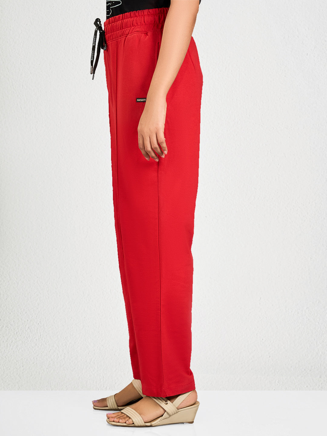 Red Solid Track Pant