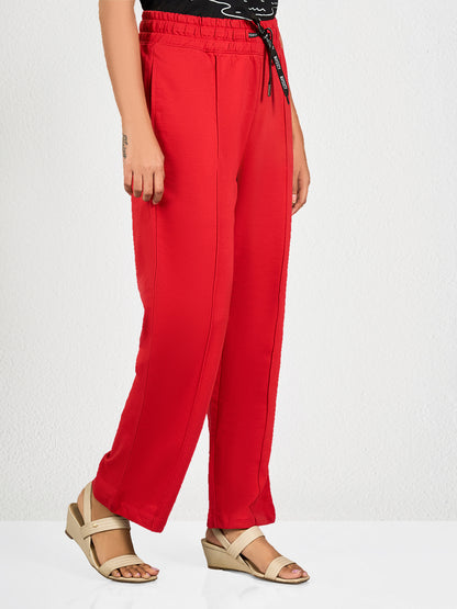 Red Solid Track Pant