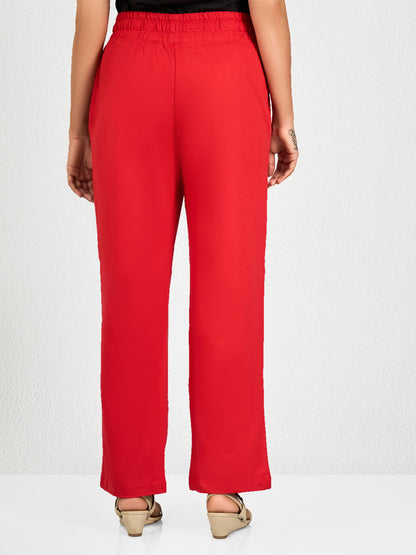 Red Solid Track Pant