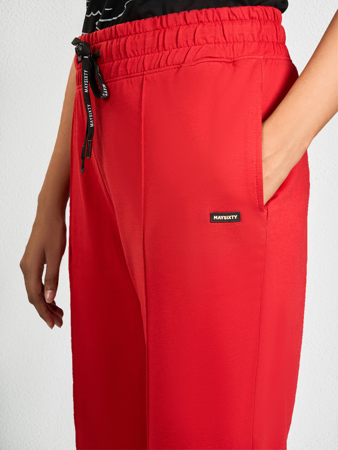 Red Solid Track Pant