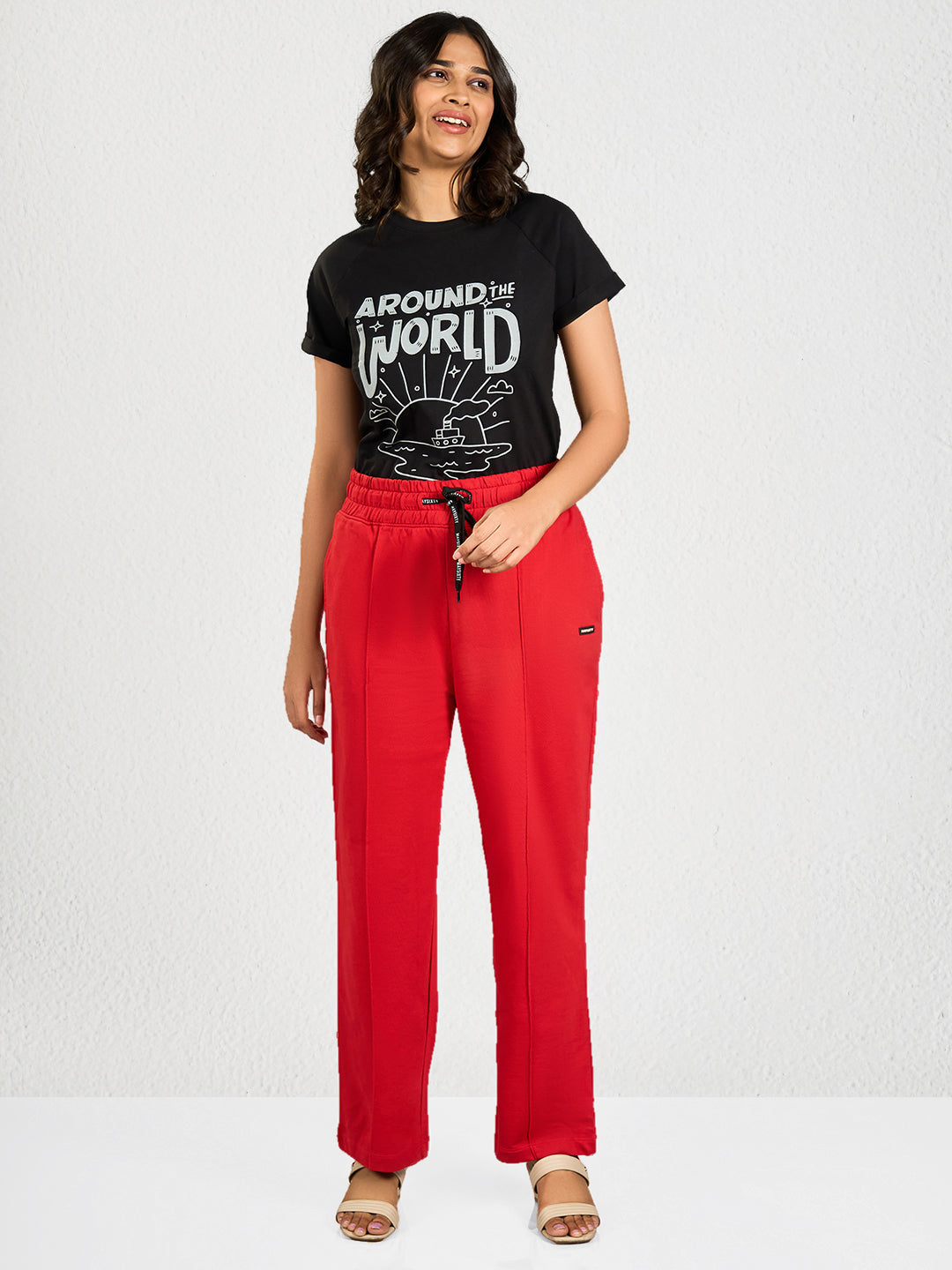 Red Solid Track Pant