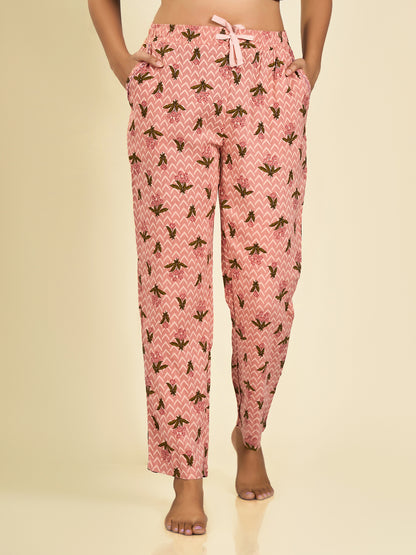 Peach Floral Printed Pyjama