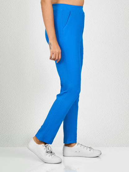 Blue Solid Track Pant